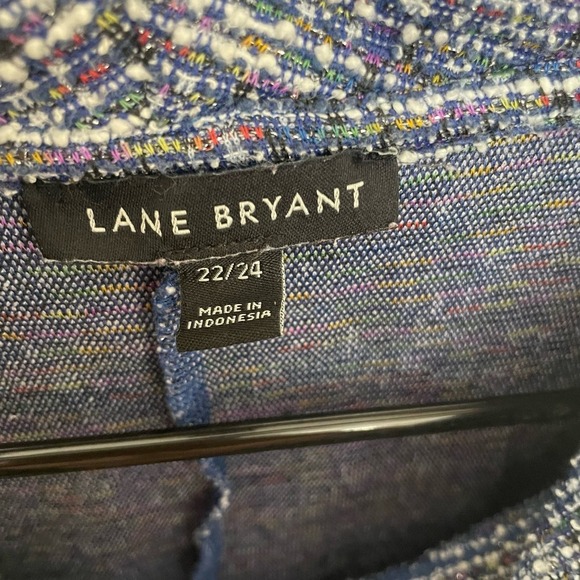 Lane Bryant 22/24 Cowl Neck Textured Sweater Blue Silver Metallic - Picture 6 of 8